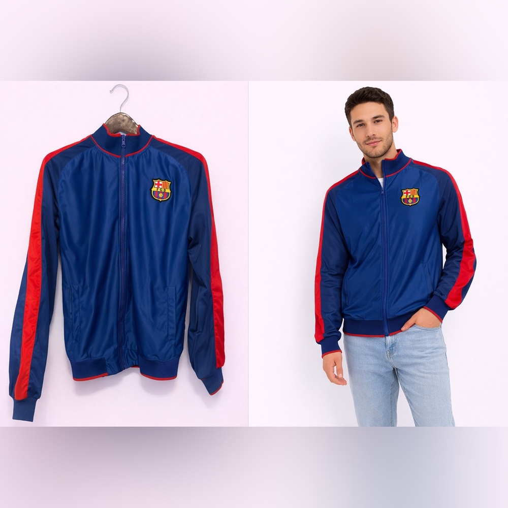 FC Barcelona Track Jacket Blue Red Zip Up Soccer Athletic Jacket medium